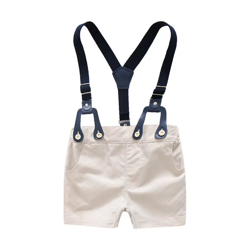 现货 跨境夏季新品男宝宝绅士哈衣小恐龙印花爬服多件套批发+帽子
