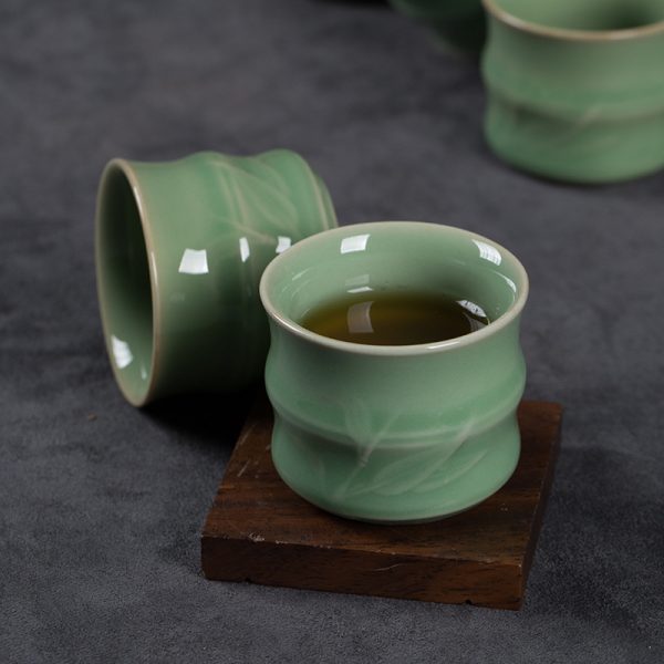 龙泉青瓷茶具套装陶瓷家用18头整套商务送礼功夫茶具礼盒雕刻批发