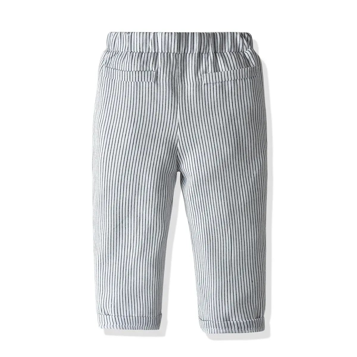 宝宝礼服男童婴儿生日宴抓周服背带条纹裤长袖衬衣儿童秋装套装