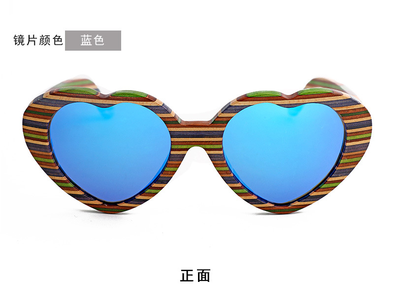 欧美时尚新款男女偏光太阳镜 彩木框跨境竹木眼镜UV400  厂家批发