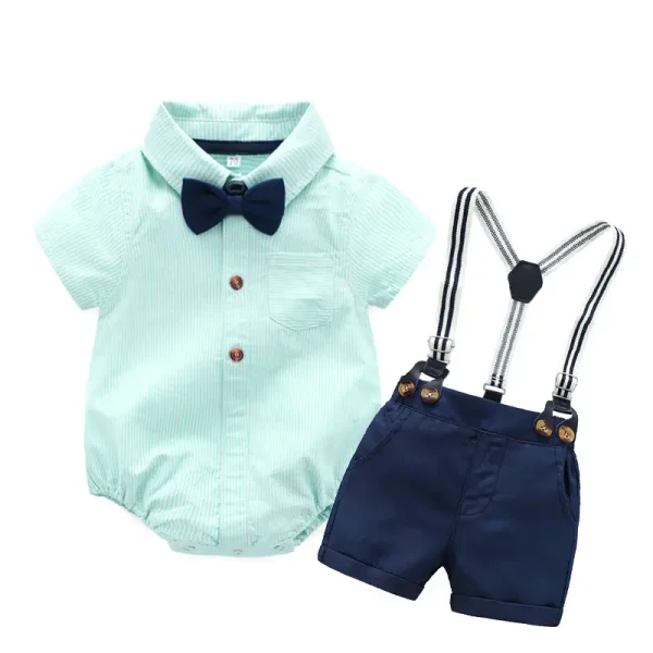 加工定制 跨境 夏季新款爬服 男宝宝绅士哈衣 婴幼儿服饰厂家货源