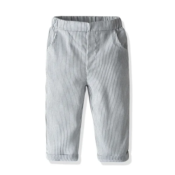 宝宝礼服男童婴儿生日宴抓周服背带条纹裤长袖衬衣儿童秋装套装
