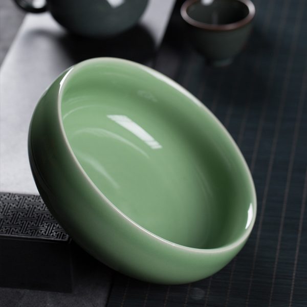 龙泉青瓷茶洗 文房笔洗功夫茶具配件杯洗大号渣斗家用客厅烟灰缸