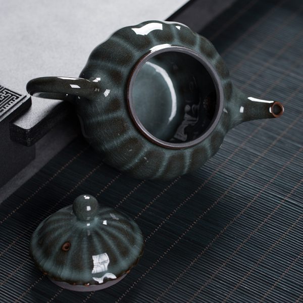 龙泉青瓷 手工陶瓷茶壶 功夫茶具铁胎泡茶壶高档家用哥窑冰裂单壶