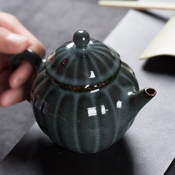 龙泉青瓷 手工陶瓷茶壶 功夫茶具铁胎泡茶壶高档家用哥窑冰裂单壶