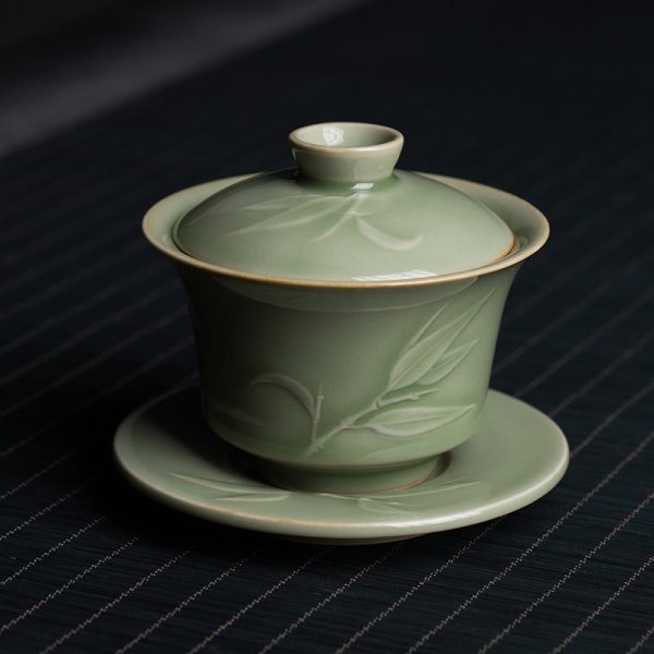 龙泉青瓷 陶瓷盖碗三才茶碗功夫茶具大号泡茶碗敬茶中式家用会客