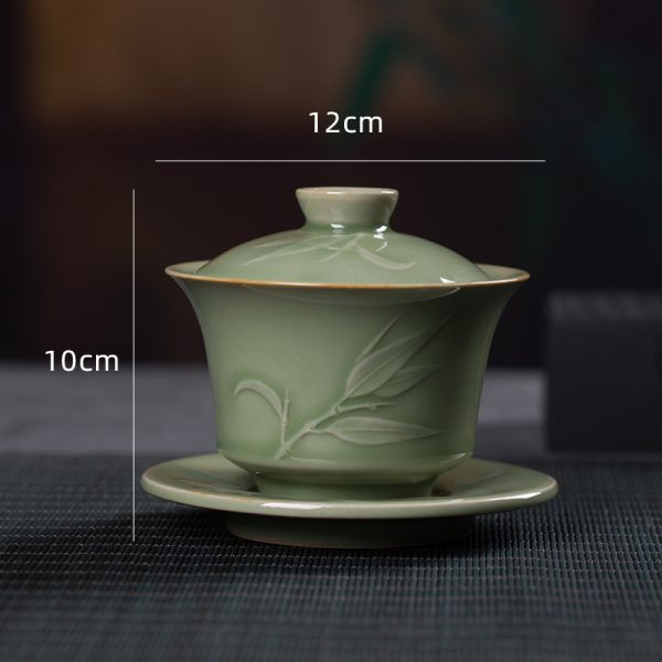 龙泉青瓷 陶瓷盖碗三才茶碗功夫茶具大号泡茶碗敬茶中式家用会客