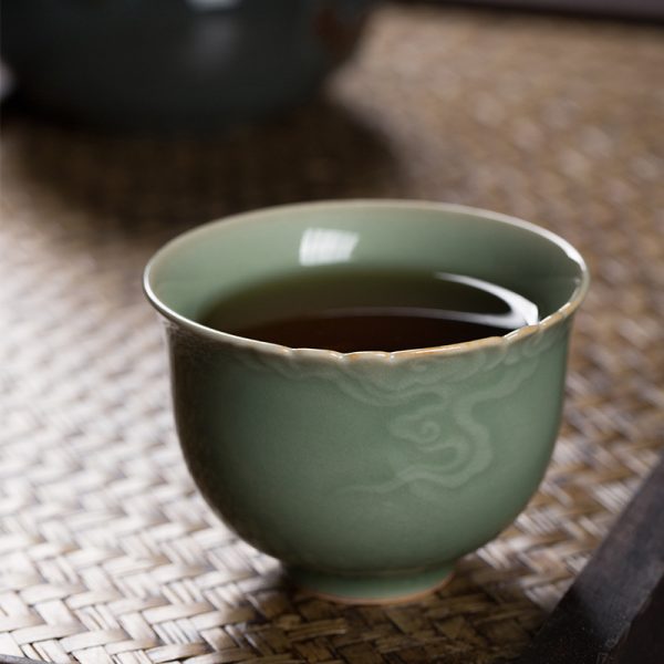 龙泉青瓷主人杯功夫茶杯茶具手工杯单杯陶瓷品茗杯仿柴烧家用杯子
