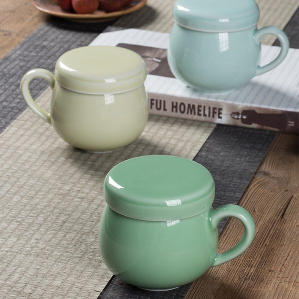 龙泉青瓷茶杯 家用中式陶瓷办公杯旅行便携泡茶杯点彩嘟嘟杯