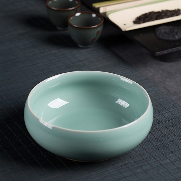 龙泉青瓷茶洗 文房笔洗功夫茶具配件杯洗大号渣斗家用客厅烟灰缸