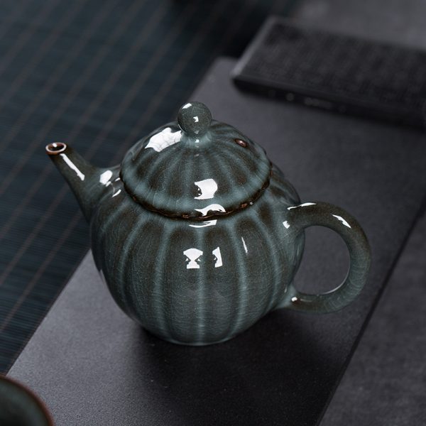 龙泉青瓷 手工陶瓷茶壶 功夫茶具铁胎泡茶壶高档家用哥窑冰裂单壶
