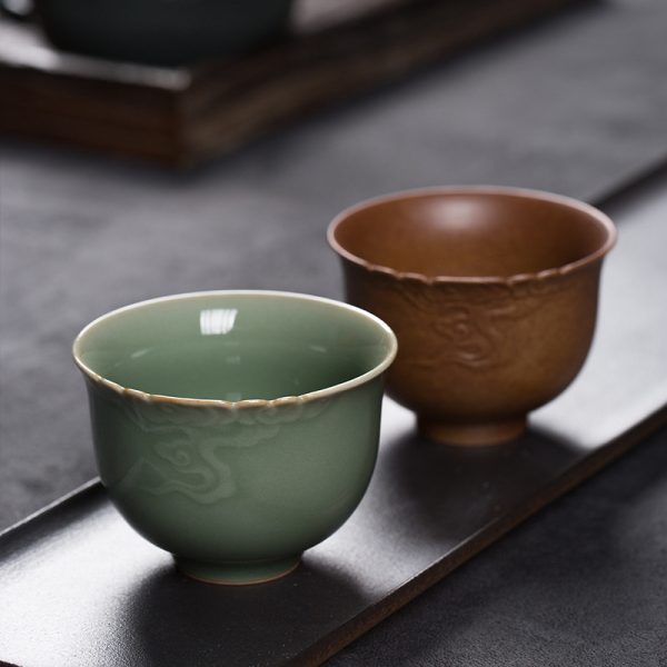 龙泉青瓷主人杯功夫茶杯茶具手工杯单杯陶瓷品茗杯仿柴烧家用杯子