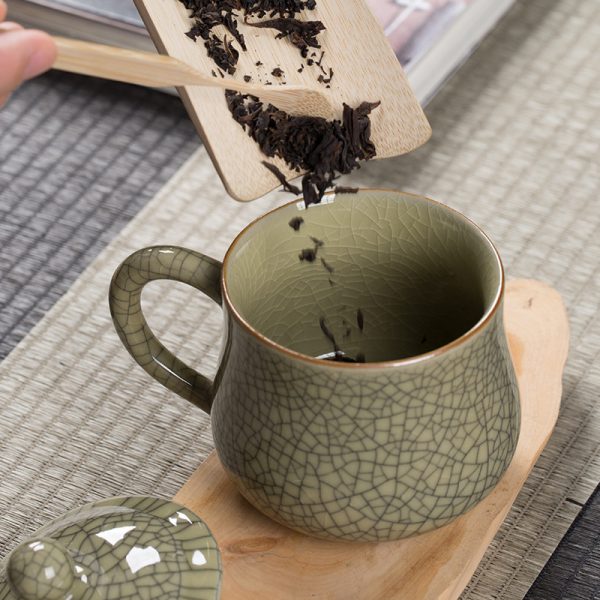 龙泉青瓷茶杯 陶瓷办公杯中式家用喝水泡茶杯仿古冰裂咖啡马克杯