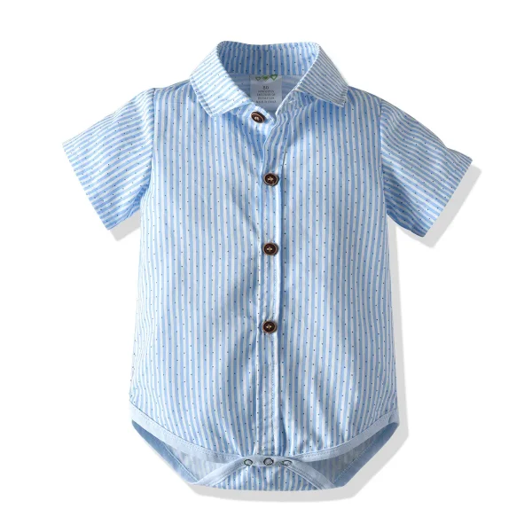 男童套装婴幼儿爬服周礼服正装潮短袖连衣哈衣背带裤厂家加工生产