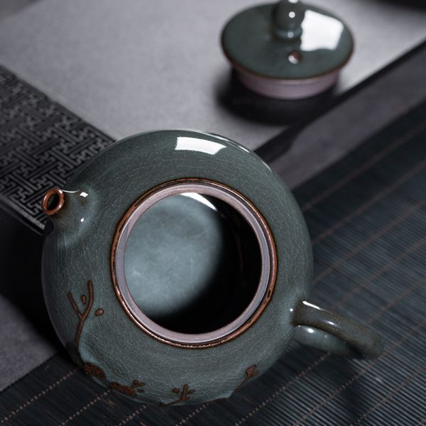 龙泉青瓷铁胎泡茶壶单壶中式手工西施壶陶瓷功夫茶具冰裂纹过滤壶