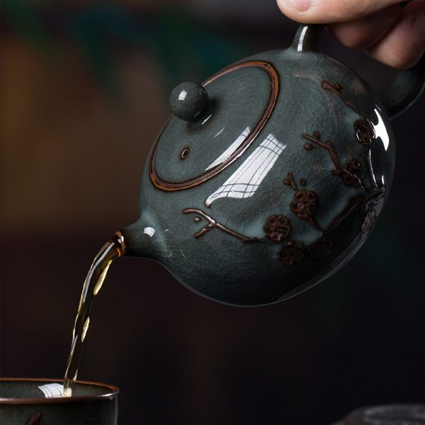 龙泉青瓷铁胎泡茶壶单壶中式手工西施壶陶瓷功夫茶具冰裂纹过滤壶