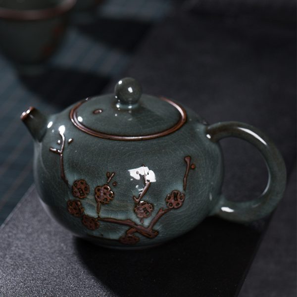 龙泉青瓷铁胎泡茶壶单壶中式手工西施壶陶瓷功夫茶具冰裂纹过滤壶