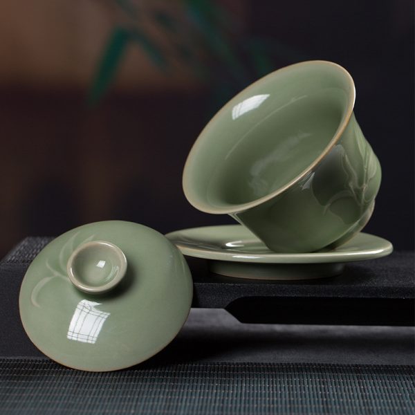 龙泉青瓷 陶瓷盖碗三才茶碗功夫茶具大号泡茶碗敬茶中式家用会客