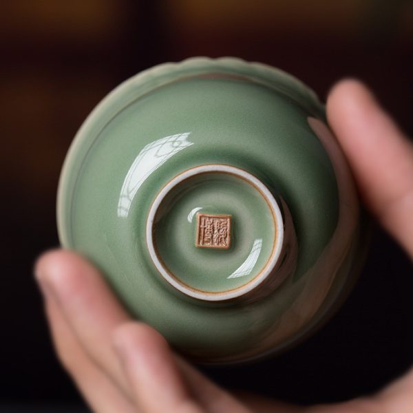 龙泉青瓷主人杯功夫茶杯茶具手工杯单杯陶瓷品茗杯仿柴烧家用杯子