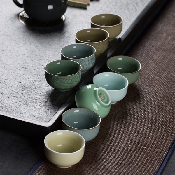 龙泉青瓷 主人杯陶瓷功夫茶具品茗杯手工单杯冰裂家用茶碗盏茶杯