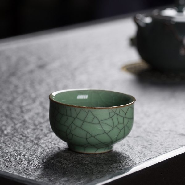 龙泉青瓷 主人杯陶瓷功夫茶具品茗杯手工单杯冰裂家用茶碗盏茶杯