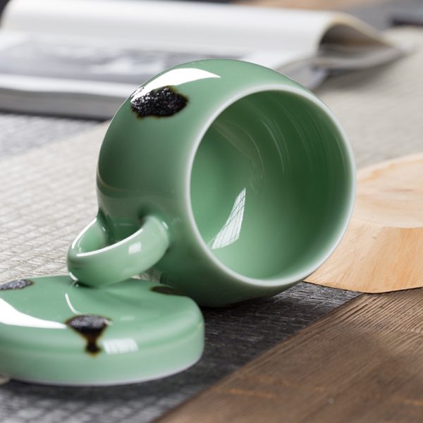 龙泉青瓷茶杯 家用中式陶瓷办公杯旅行便携泡茶杯点彩嘟嘟杯