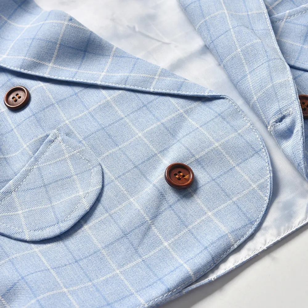 童装套装 男童秋季新款西服三件套马甲衬衫长裤宝宝周岁礼服