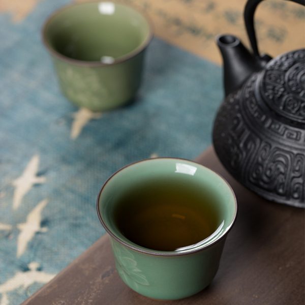 龙泉青瓷 功夫茶杯主人杯手工杯单个杯 陶瓷中式家用品茗杯泡茶碗