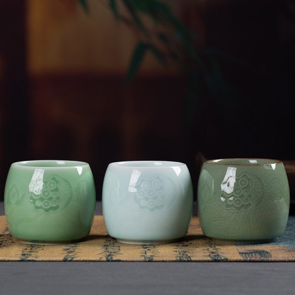 龙泉青瓷手工品茗杯 功夫茶具茶杯个人哥窑冰裂家用大号陶瓷水杯
