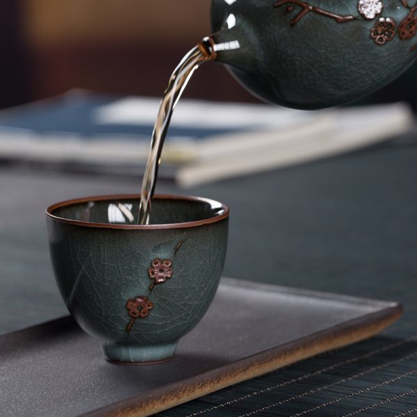 陶瓷功夫茶杯主人杯单杯 龙泉青瓷手工品茗杯中式个人普洱茶碗盏