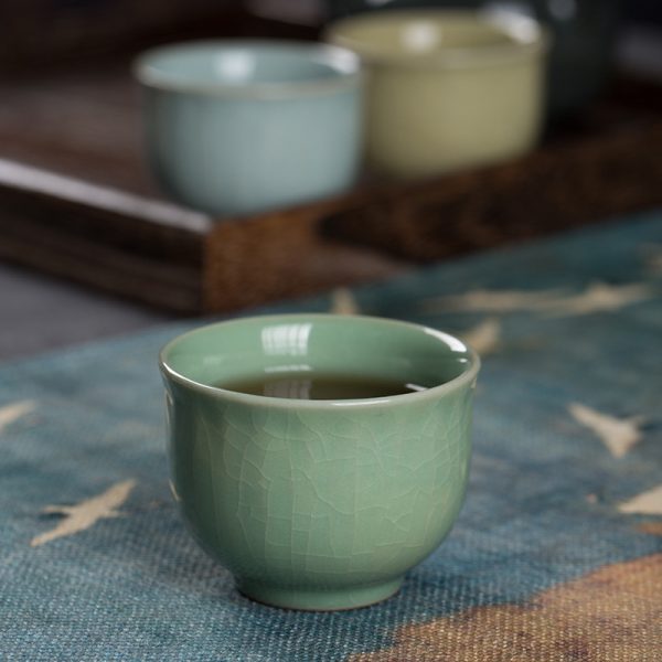 龙泉青瓷 功夫茶具茶杯陶瓷品茗杯哥窑冰裂主人杯小品杯可雕刻