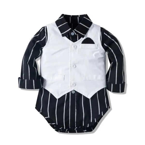 加工定制欧美跨境男宝宝绅士套装爬服马甲三件套批发秋季新款童装