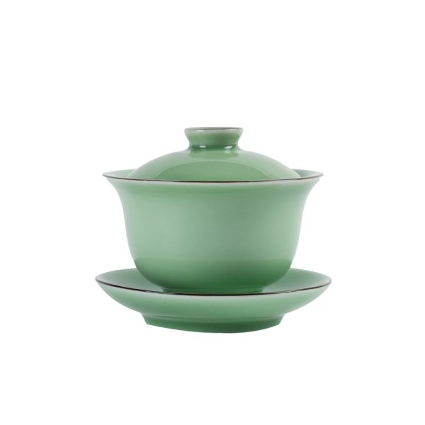 龙泉青瓷 三才盖碗功夫茶具泡茶碗陶瓷中式大号敬茶杯普洱分茶器