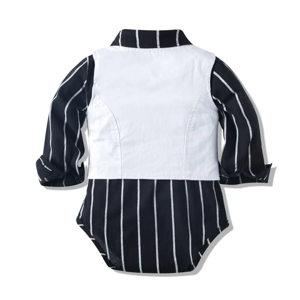 加工定制欧美跨境男宝宝绅士套装爬服马甲三件套批发秋季新款童装