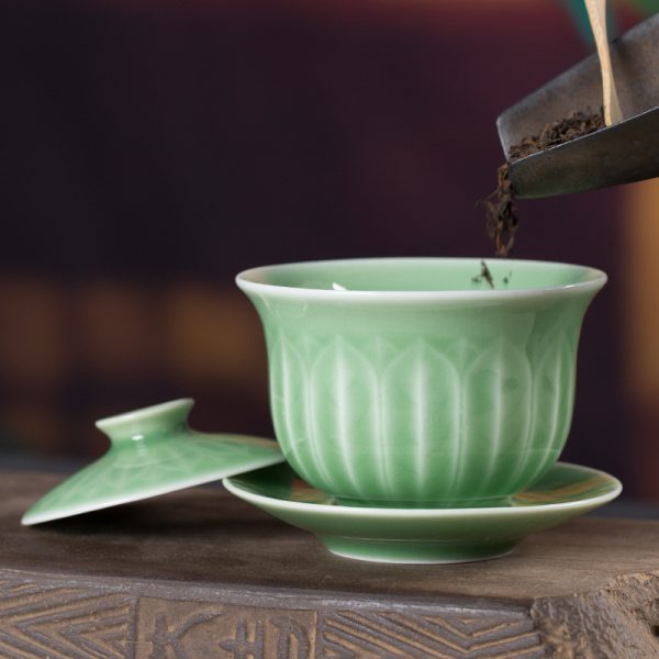 功夫茶具盖碗 三才陶瓷泡茶碗茶杯单个大号敬茶碗茶道杯家用简约
