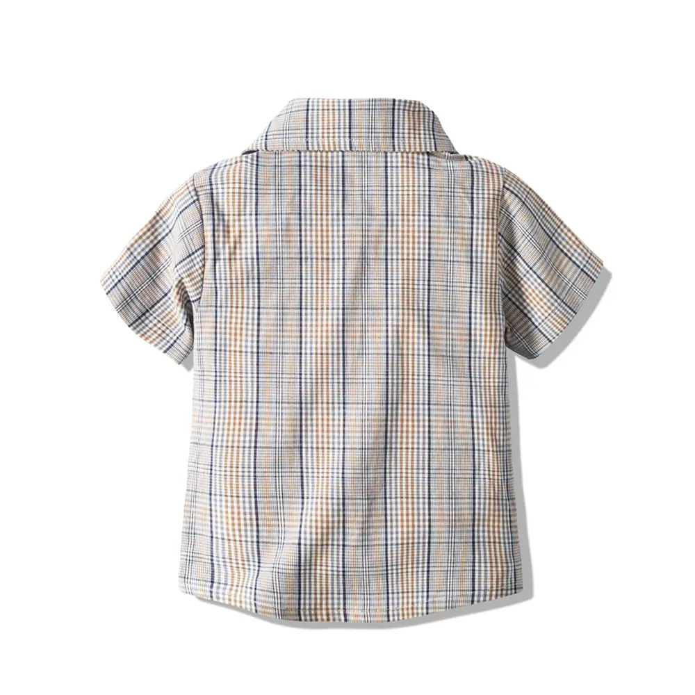 跨境 宝宝绅士套装 短袖衬衫背带领结礼服 表演服厂家 一件代发