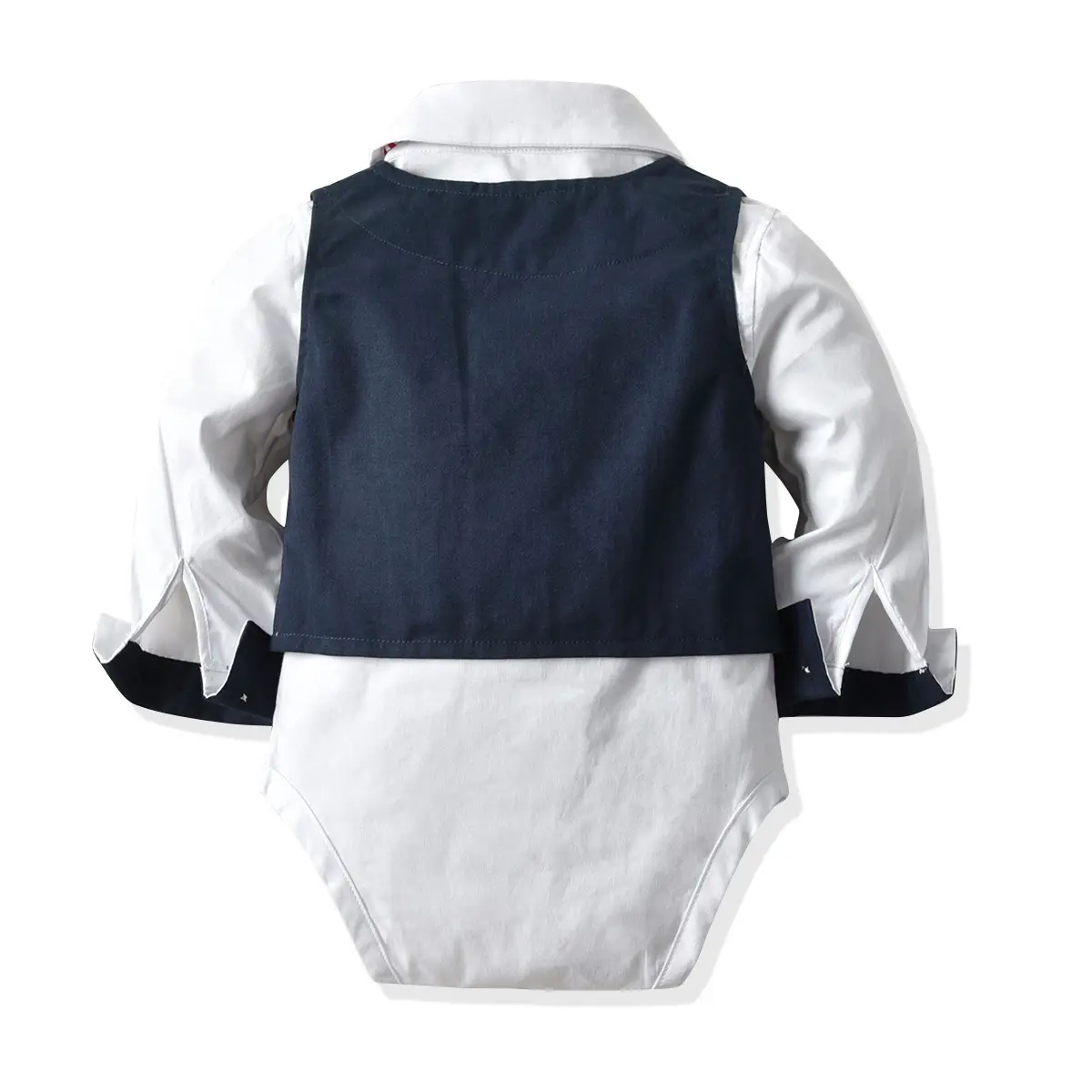 加工定制跨境春秋新款时尚男宝宝绅士套装婴幼儿连体哈衣长袖帽子