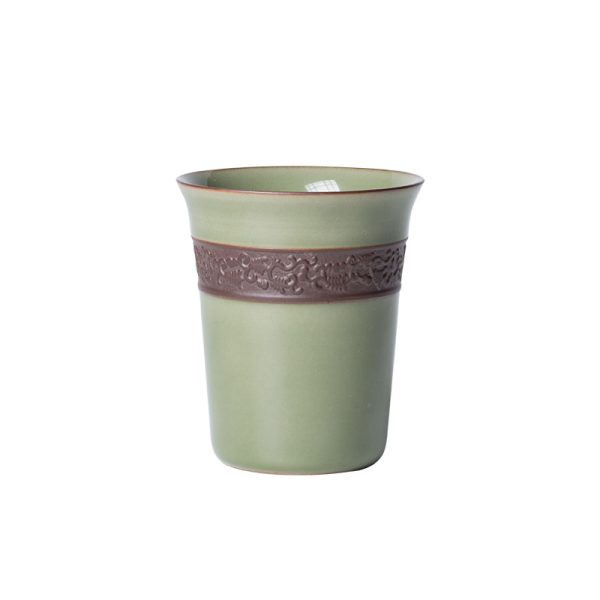 龙泉青瓷 复古手工半刀泥杯功夫茶具配件茶闻香杯 陶瓷大容量茶海