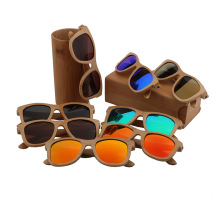 跨境新款复古木质夹层墨镜 男女骑行偏光太阳眼镜 UV400 厂家发货