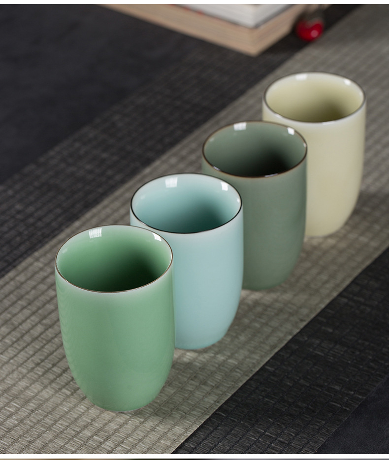 龙泉青瓷  酒店茶杯陶瓷商务便携黑水杯中式简约马克杯耐高温杯子