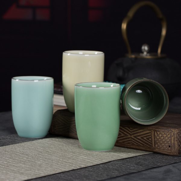 龙泉青瓷 酒店茶杯陶瓷商务便携黑水杯中式简约马克杯耐高温杯子