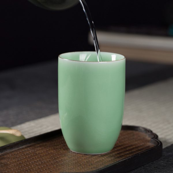 龙泉青瓷 酒店茶杯陶瓷商务便携黑水杯中式简约马克杯耐高温杯子