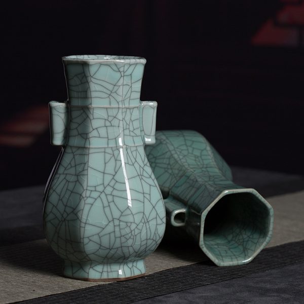 龙泉青瓷 花瓶摆件陶瓷花器创意装饰品办公室客厅家居仿古瓶 批发