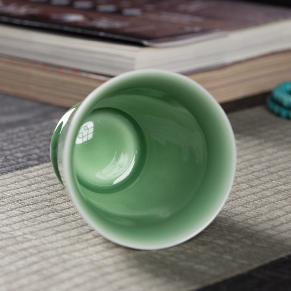 龙泉青瓷 陶瓷马克杯家用喝水泡茶手工茶具创意青瓷单杯 一件代发