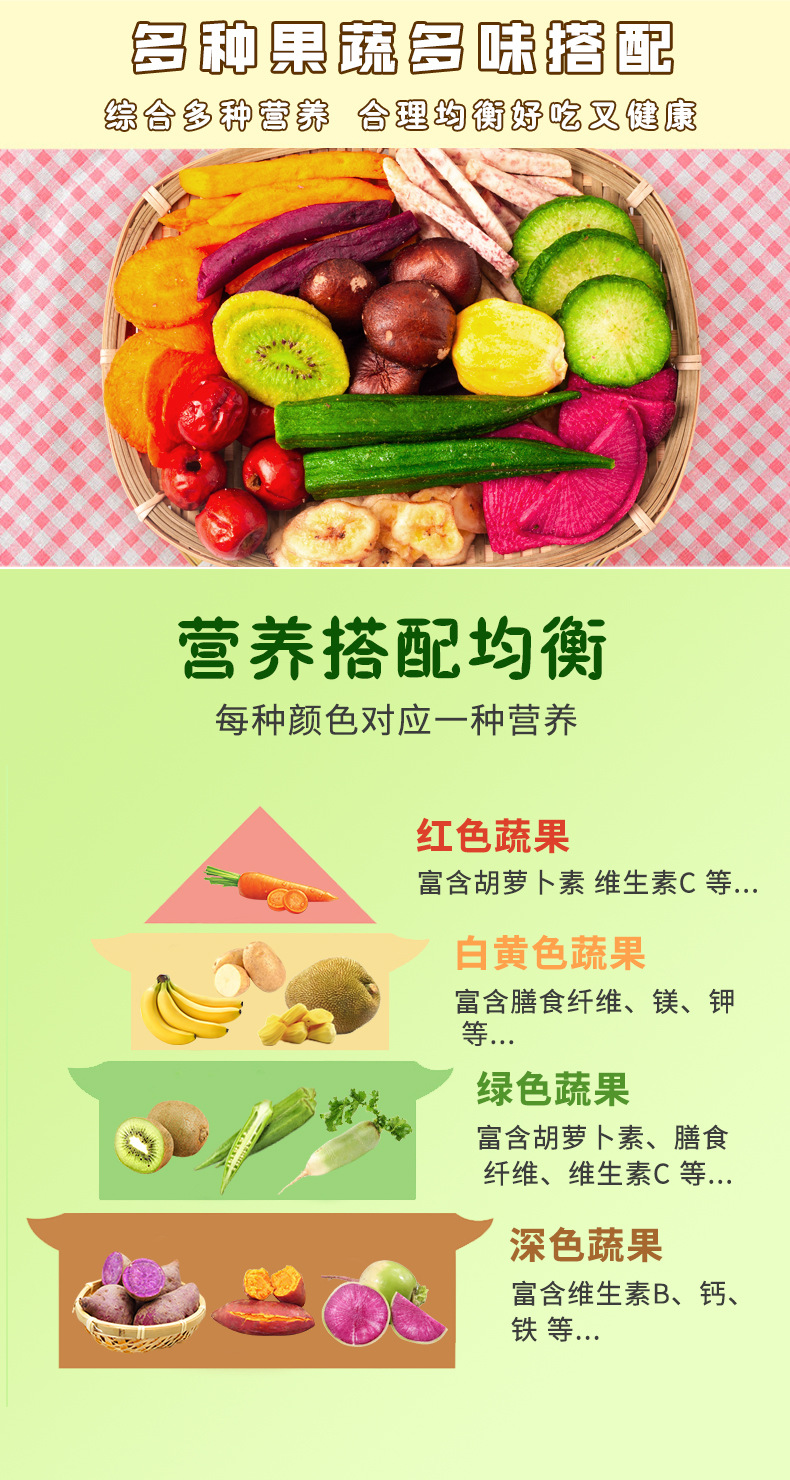 18种综合果蔬脆片什锦果蔬干网红休闲零食混合蔬菜脆香菇脆批发