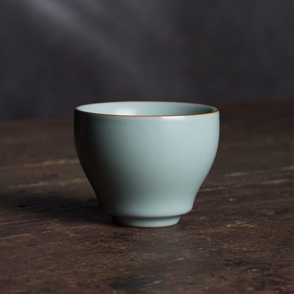 龙泉青瓷 汝窑功夫茶杯主人杯家用单杯 工艺美术师手作手工品茗杯