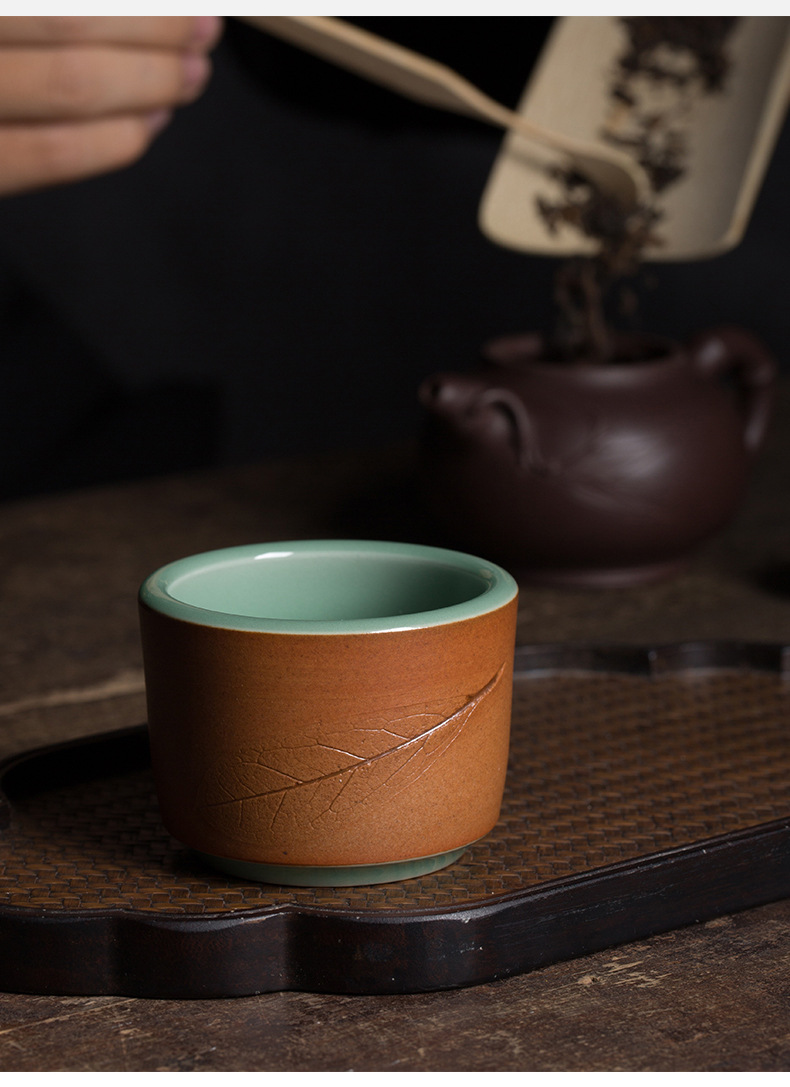 龙泉青瓷 手工主人杯陶瓷功夫茶杯单杯 叶正茂手作中式扳指杯茶器