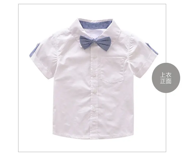 夏季棉韩版男宝宝绅士领结短袖儿童套装外贸童装礼服厂家加工定制
