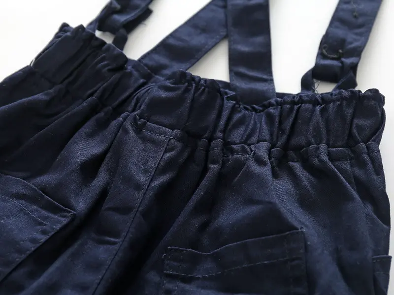 加工定制跨境新款夏婴童套装绅士儿童套装短袖爬服加背带裤两件套