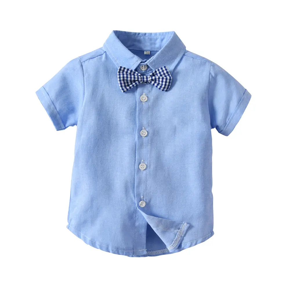 韩版套装春夏童中小童短袖衬衫上衣背带短裤周岁生日礼服一件代发